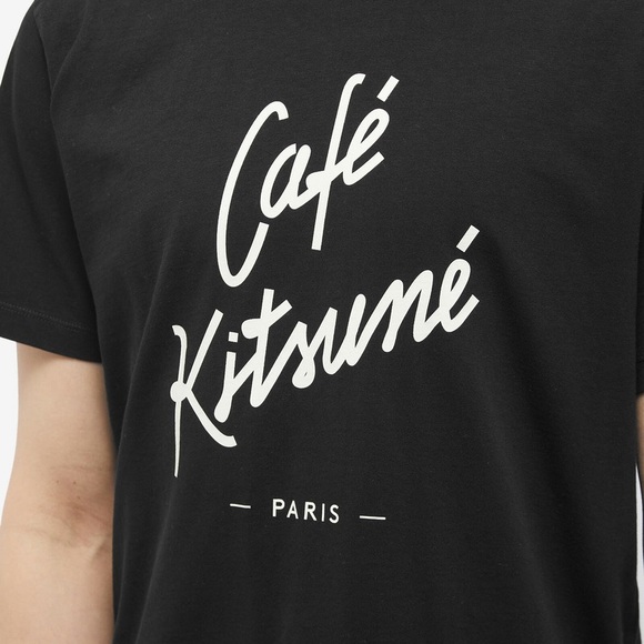 Maison Kitsuné Cafe Kitsune CLASSIC T-SHIRT Black Tee Men’s Size XXL - Picture 5 of 11